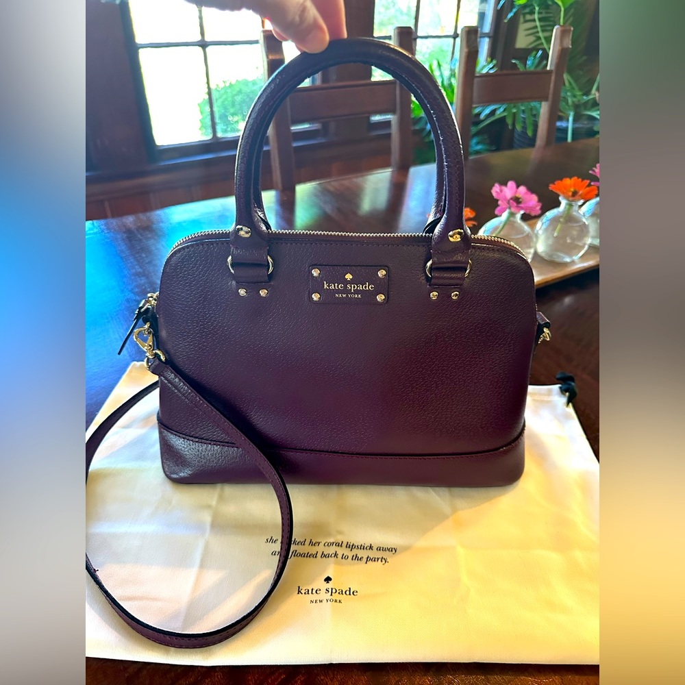 Kate Spade New York Wellesley Small Rachelle Satchel Deep Plum Color Crossbody